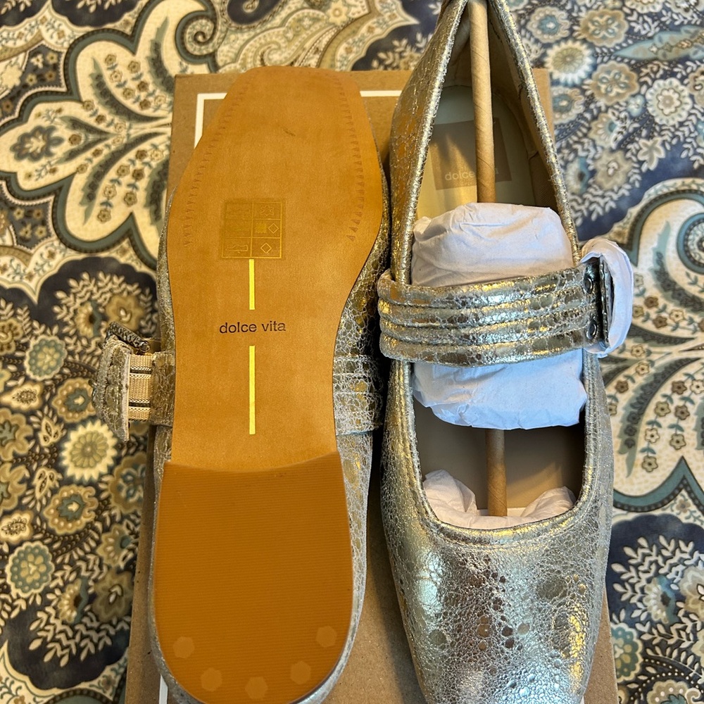 Dolce Vita Gold Metallic Flats with Vintage Finish